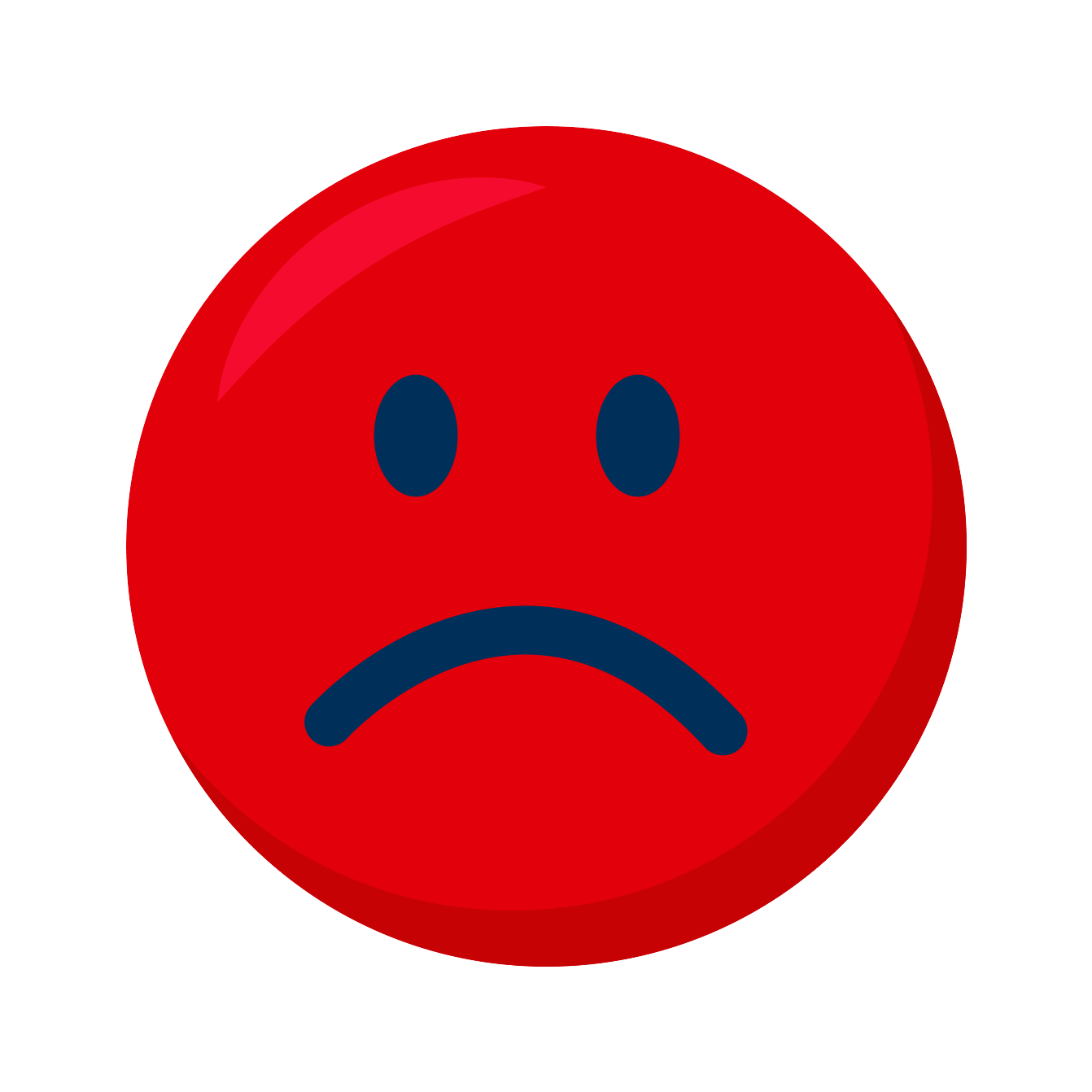 Trauriges Emoji in der Farbe rot