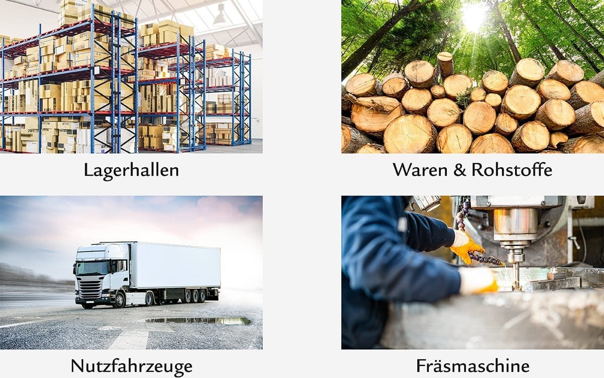 Lagerhallen, Waren & Rohstoffe, Nutzfahrzeuge, Fräsmaschinen