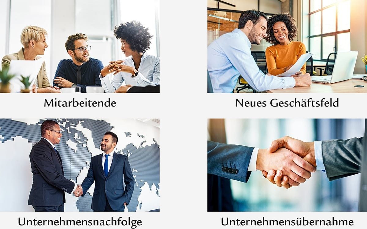 Mitarbeitende, Neues Geschäftsfeld, Unternehmensnachfolge, Unternehmensübernahme