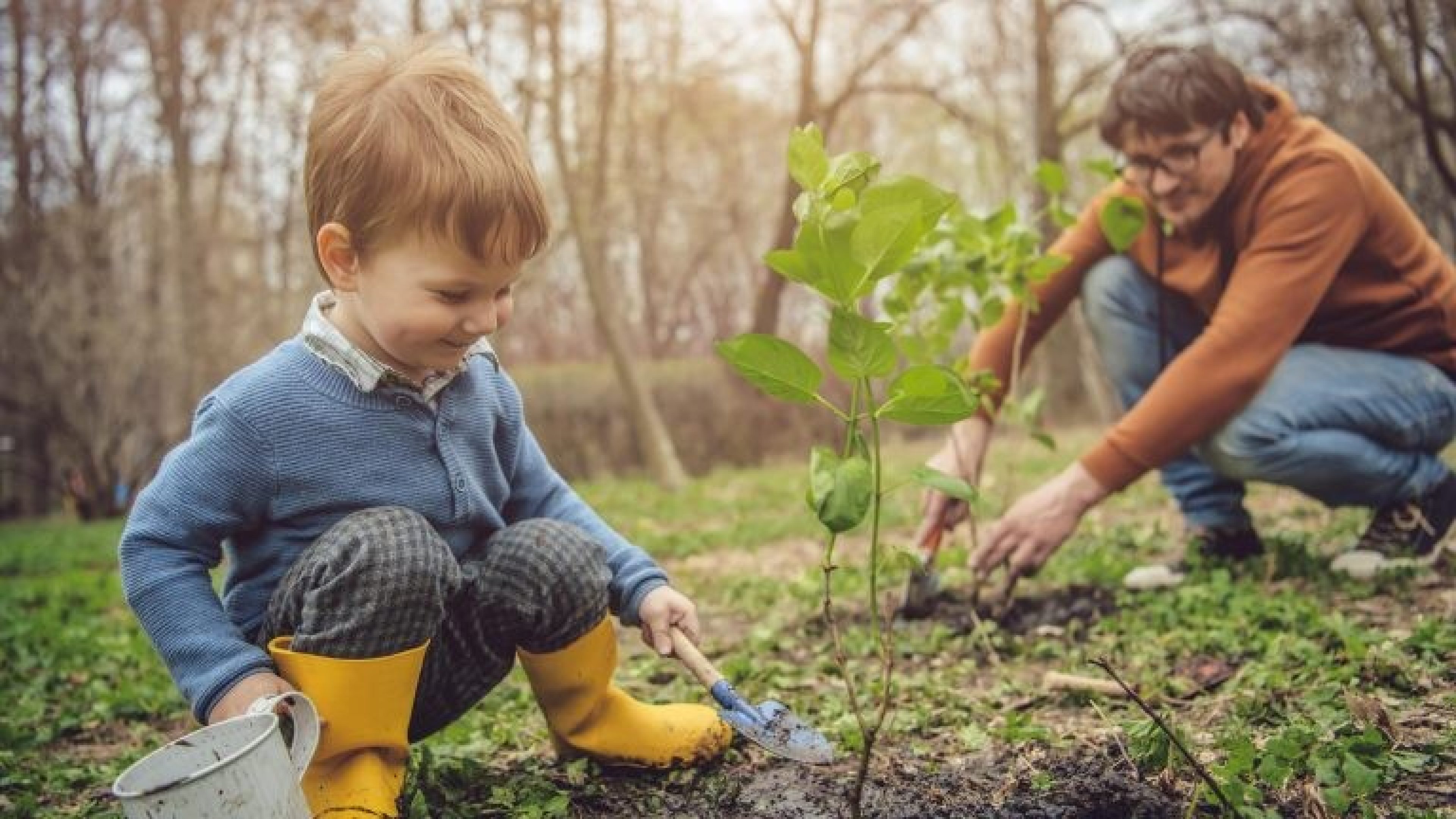 Kleiner Junge spielt in der Natur