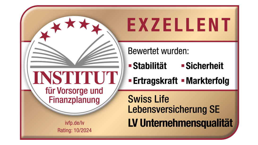 Siegel Swiss Life erhält IVFP Exzellent für LV Unternehmensqualität